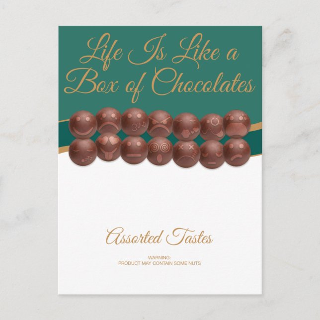 Cartão Postal A Vida é Como uma Caixa de Chocolates (Frente)