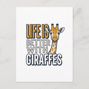 Cartão Postal A Vida É Melhor Com Girafas Camisa Vintage Design_