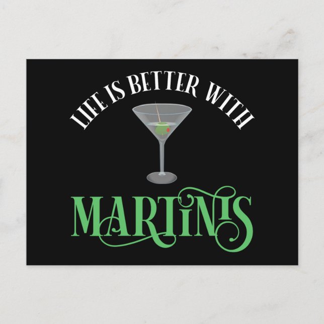 Cartão Postal A Vida é Melhor Com Martinis (Frente)