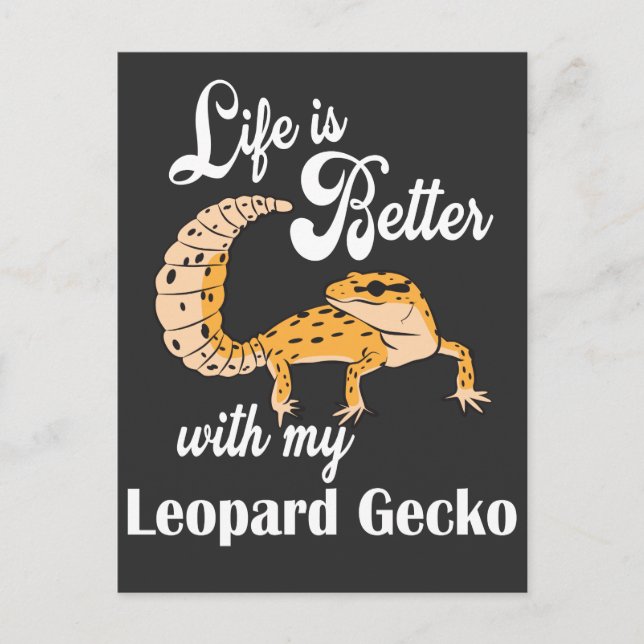 Cartão Postal A vida é melhor com o meu Gecko Leopardo (Frente)