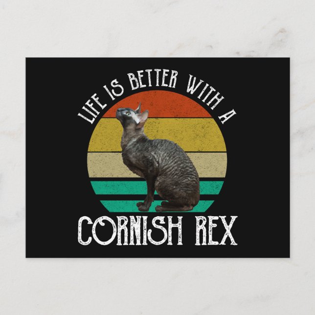 Cartão Postal A Vida É Melhor Com Um Cornish Rex (Frente)