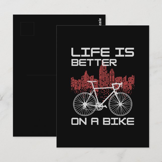 Cartão Postal A vida é melhor de bicicleta (Frente/Verso)