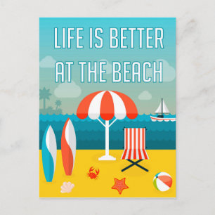 Cartão Postal A vida é melhor na praia