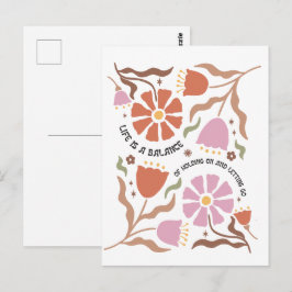 Cartão Postal A Vida É Um Equilíbrio De Segurar Citação De Flor 