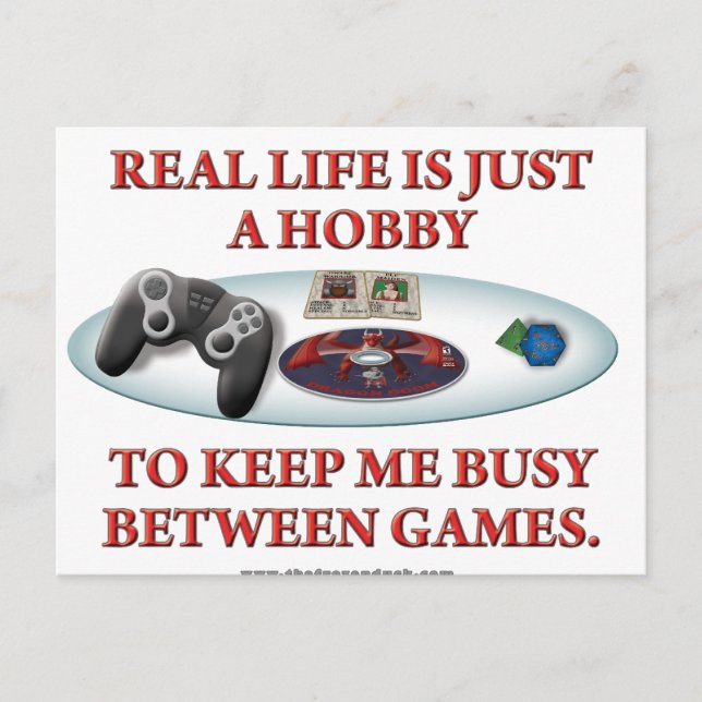 Cartão Postal A vida é um passatempo entre os jogos (Frente)