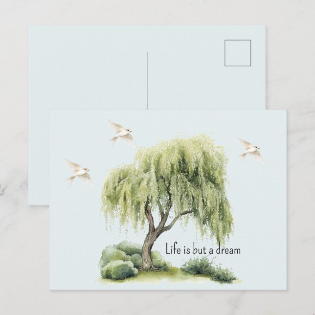 Cartão Postal A vida é uma árvore de sonho Pássaros (Frente/Verso)