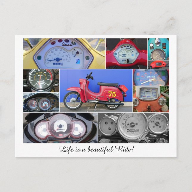 Cartão Postal A vida é uma bela viagem de scooter! (Frente)