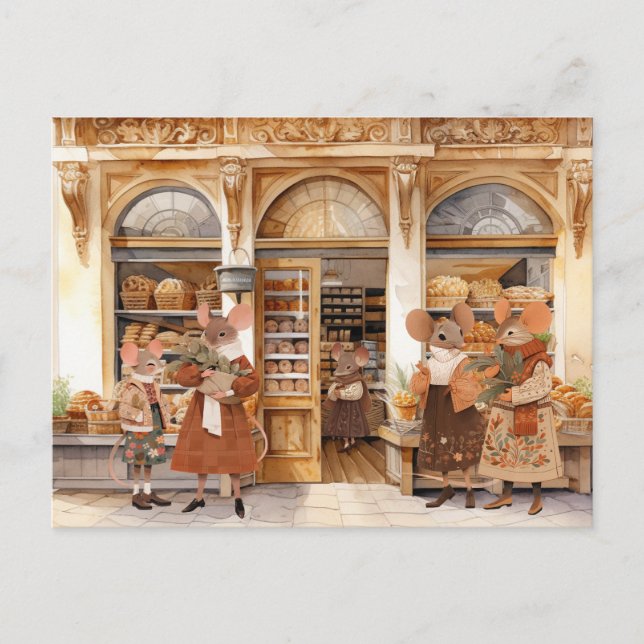Cartão Postal A vida na cidade de ratos - Dia da padaria (Frente)