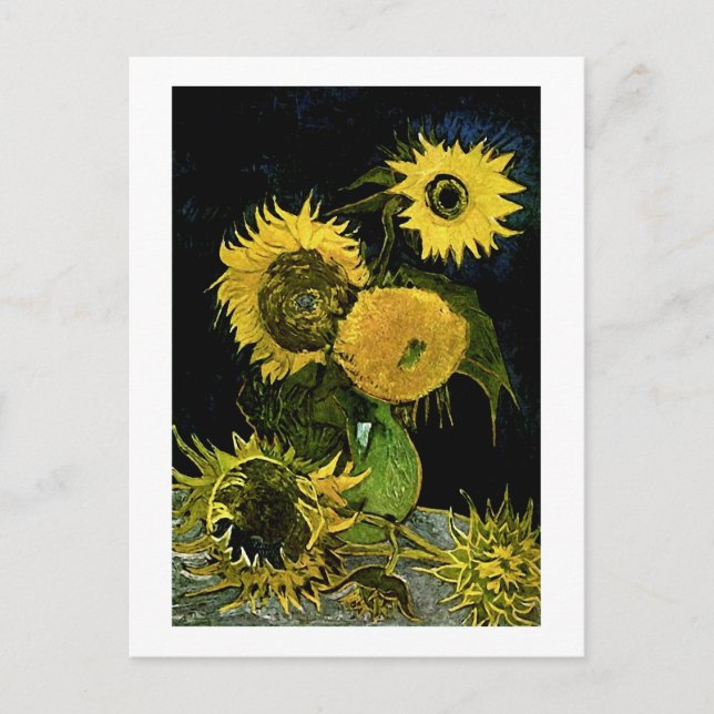 Cartão Postal A Vida Vase Cinco Girassóis Van Gogh Belas Artes (Frente)