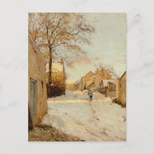 Cartão Postal A Village Street no inverno por Alfred Sisley (Frente)