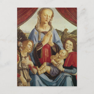 Cartão Postal A Virgem e a Criança com Dois Anjos, c.1470