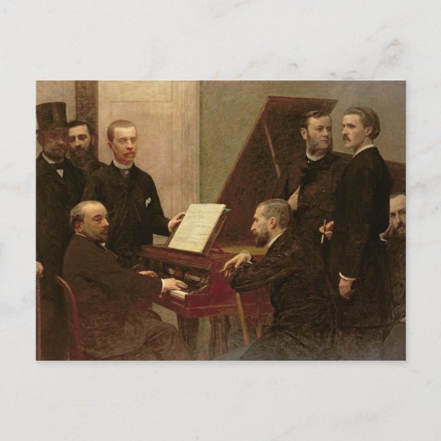 Cartão Postal À volta do Piano, 1885 (Frente)