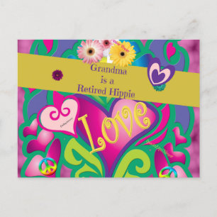 Cartão Postal A vovó é um Hippie Aposentado, fofo e colorido