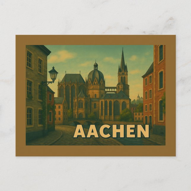 Cartão Postal Aachen Alemanha Cidade Arte (Frente)