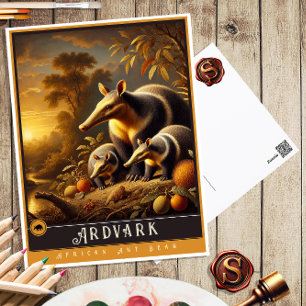 Cartão Postal Aardvark   Cartão-postal para animais de cunhagem 
