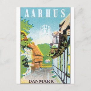 Cartão Postal Aarhus Danmark Viagens vintage Poste