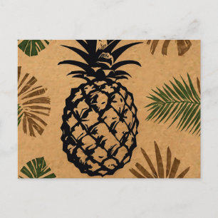 Cartão Postal Abacaxi com Folhas Tropicais