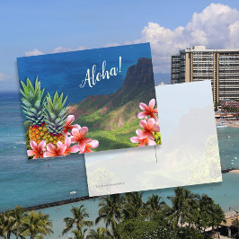 Cartão Postal Abacaxis e Montanhas Aloha Havaianas Flores