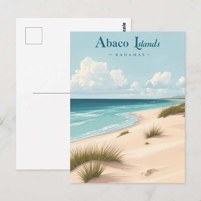 Cartão Postal Abaco Islands, Bahamas – Coastal Dunes Vintage (Frente/Verso)