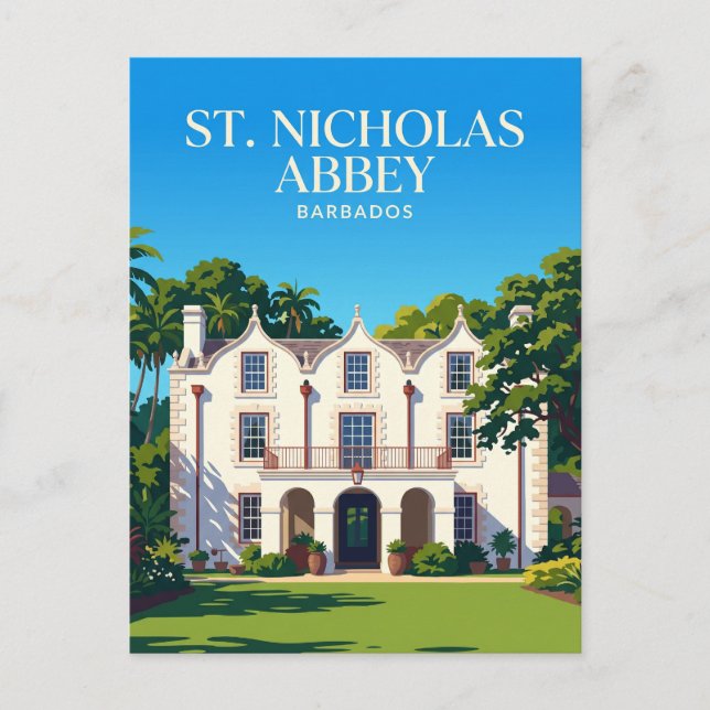 Cartão Postal Abadia de St. Nicholas Barbados (Frente)