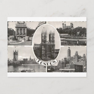 Cartão Postal Abadia de Westminster Londres Vista Múltipla Vinta