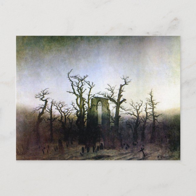 Cartão Postal Abadia em Oak Forest por Caspar David Friedrich (Frente)