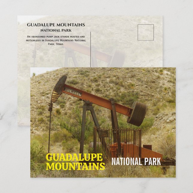 Cartão Postal Abandonado, Rusty Pump Jack, Guadalupe Mounts NP (Frente/Verso)