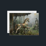 Cartão Postal Abandoned Carousel Horse in Garden<br><div class="desc">A beautiful abandoned carousel horse in a garden fantasy AI generated art</div>