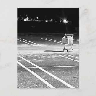 Cartão Postal Abandoned Shopping Cart in Empty Parking Lot