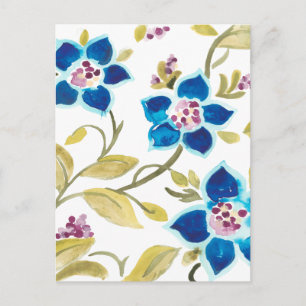 Cartão Postal Abbey Floral Tiles - Blue Blooms