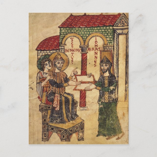 Cartão Postal Abbot John oferece manuscrito Benedict (Frente)