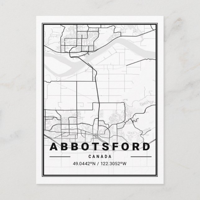 Cartão Postal Abbotsford British Columbia Canada Map (Frente)