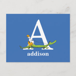 Cartão Postal ABC do Dr. Seuss: Letra A - Branco   Adicione seu 