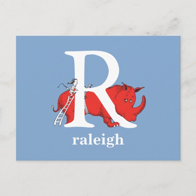 Cartão Postal ABC do Dr. Seuss: Letra R - Branco | Adicione seu  (Frente)