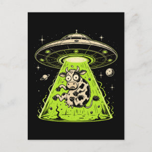 Cartão Postal Abdução de Vaca Alienígena Weirdcore Surreal