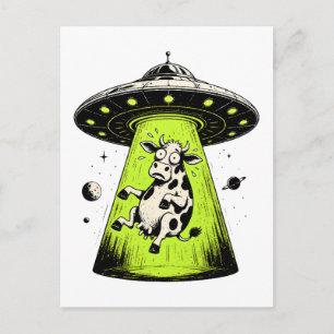 Cartão Postal Abdução de Vaca Alienígena Weirdcore Surreal