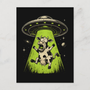 Cartão Postal Abdução de Vaca Alienígena Weirdcore Surreal