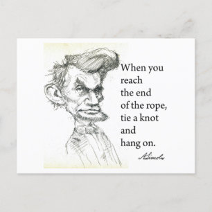 Cartão Postal Abe Lincoln & "Dê um Nó" Citação Famosa