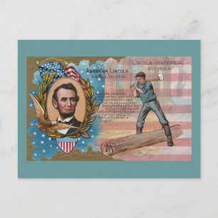 Cartão Postal Abe Lincoln Splitting Rails Centennial Souvenir
