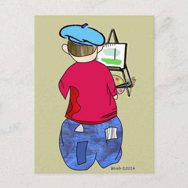 Cartão Postal Abe R Doodle - Zee Artiste (Frente)