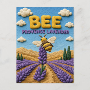 Cartão Postal Abeelha Provença Lavanda Moderna KlayKoo