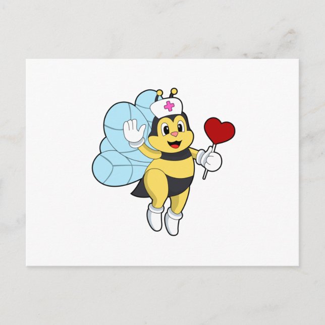 Cartão Postal Abeille comme infirmière avec cœur.PNG (Frente)