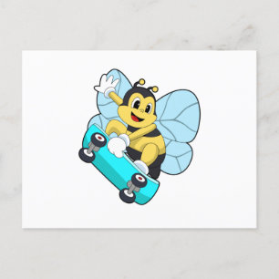 Cartão Postal Abeja como Skater com Skate