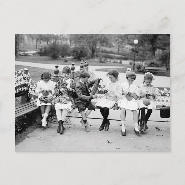 Cartão Postal Abelha de tricô Patriótica, início dos anos 1900 (Frente)