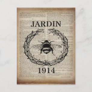 Cartão Postal abelha francesa do vintage do país do impressão do