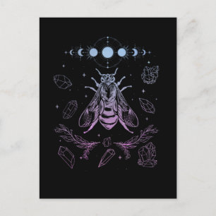 Cartão Postal Abelha Gótica Crescente Wicca Gótica do Gótico