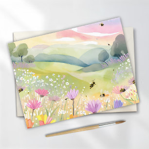 Cartão Postal Abelhas da Primavera Campos de Flores   Natureza C