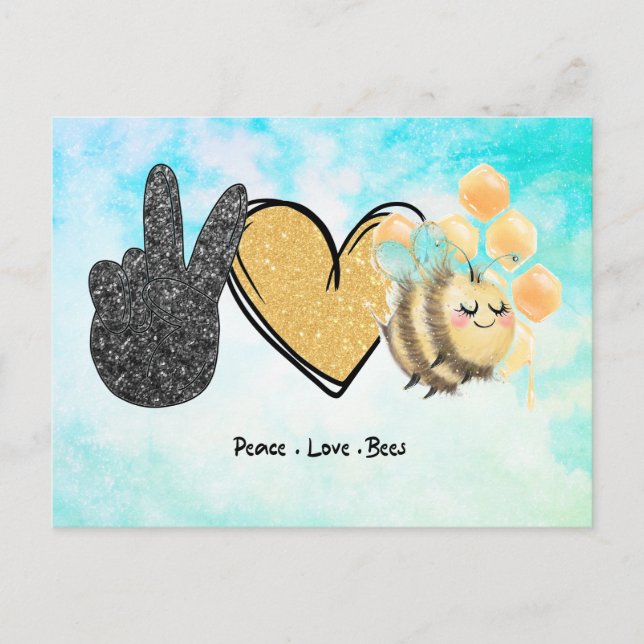 Cartão Postal Abelhas de amor à paz, bonitas (Frente)