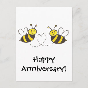 Cartão Postal Abelhas de mel com coração