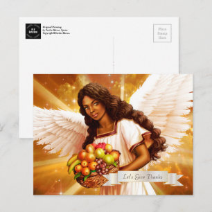 Cartão Postal Abençoações de Ação de Graças. Angel Paintin